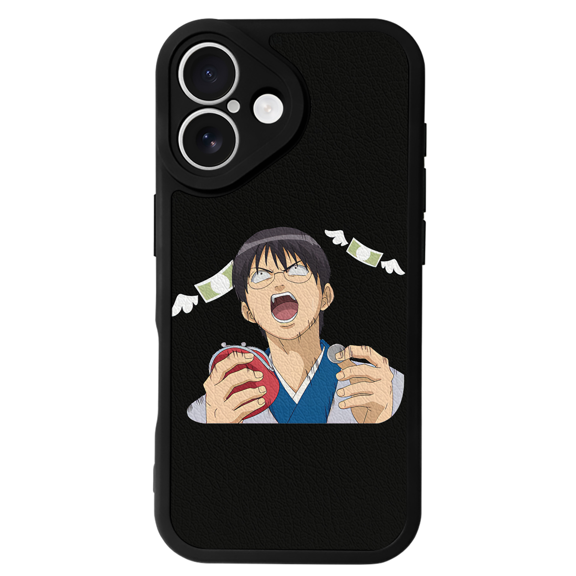 （画像用） ぎんたま 坂田銀時（さかたぎんとき） 神楽 志村新八（しむら しんぱち） GINTAMA Sakata Gintoki Kagura Shimura Shinpachi 【iPhone 16シリーズ対応】シリコンスマホケース（レザー調） 材質：シリコン